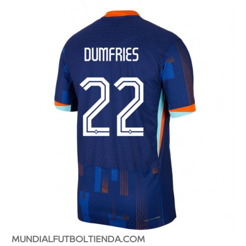 Camiseta Países Bajos Denzel Dumfries #22 Segunda Equipación Replica Eurocopa 2024 mangas cortas